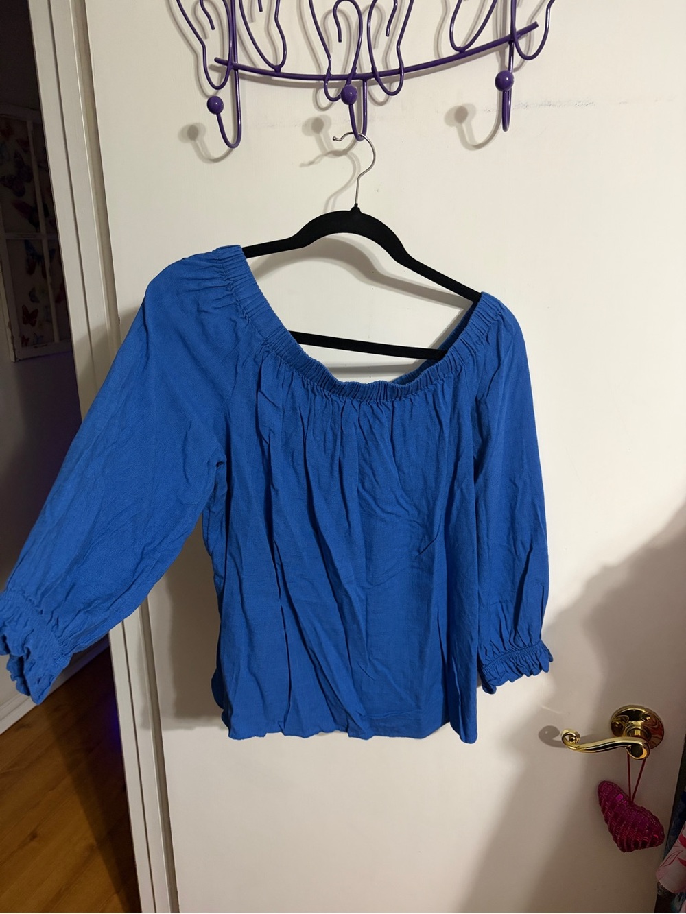 Ann Taylor Factory Royal Blue Off-Shoulder Blouse